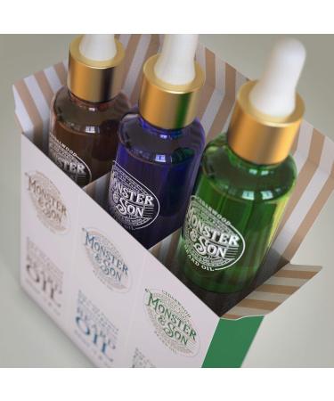 Monster&Son Cold Pressed Beard Oil Variety Pack - Hydrate Style & Promote Growth - Jojoba Argan Meadowfoam Oils - Perfect Gift for Bearded Men - Buy Online on GoSupps.com
