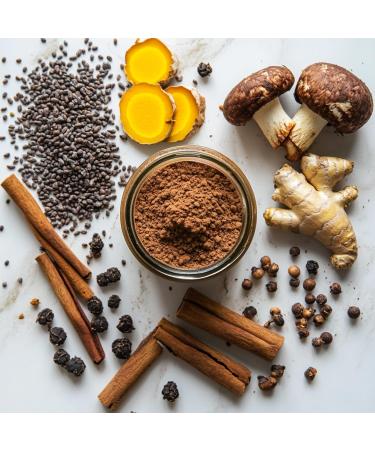 Heapwell Mushroom Spice Blend Superfood Powder with Lions Mane Reishi Cacao Cinnamon Ginger Turmeric & Black Pepper Nootropic for Energy Focus Digestion Immune Support 30 Servings - Buy Online on GoSupps.com