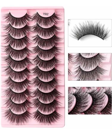 Eyelashes | 3D Lashes False Eyelashes 10-Pairs Faux Lashes Wispy Lashes Pack Dramatic Long Thick Volume Fake Eye Lash Puchen Y502 - Buy Online on GoSupps.com