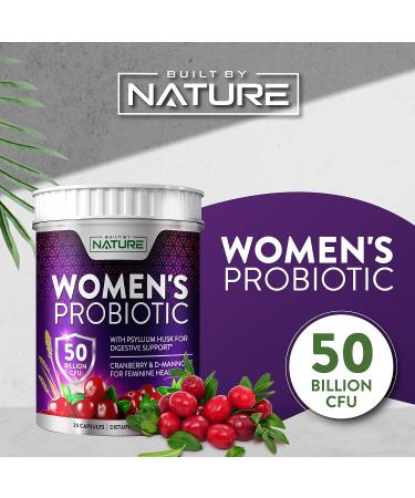 Women's Probiotic 50 Billion CFU - 9 Strains, Prebiotics, Cranberry & D-Mannose - Digestive, Vaginal & Immune Support - 30 Capsules - Buy Online on GoSupps.com