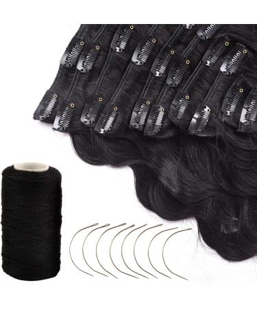 UNVOJL 23 Pieces Hair Extensions Tools 3 Pieces Hair Extension Weaving Thread with 20 Pieces Hair Extension Curved C Needle - Buy Online on GoSupps.com