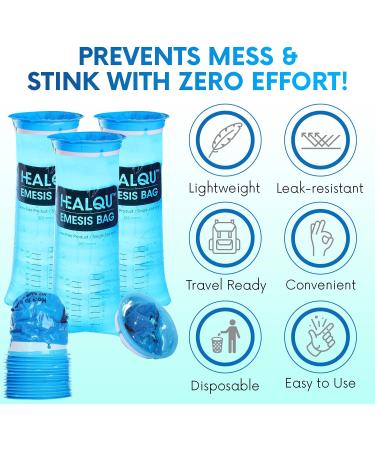 Hospital Vomit Bags - 24 Pack 1000ml Car Throw Up Bag - for Airsick Travel & Motion Sickness - Leak Resistant Medical Grade Puke Bag - Disposable Barf Bags Throw Up  Nausea - Buy Online on GoSupps.com
