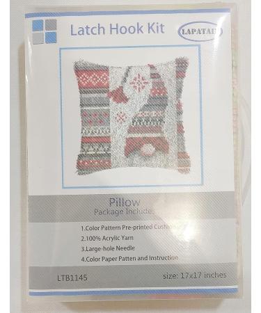 LAPATAIN Latch Hook Kit for DIY Throw Pillow Cover - Handcrafted Crochet Cushion Cover 17X17inch - Christmas Hat Design - Buy Online on GoSupps.com