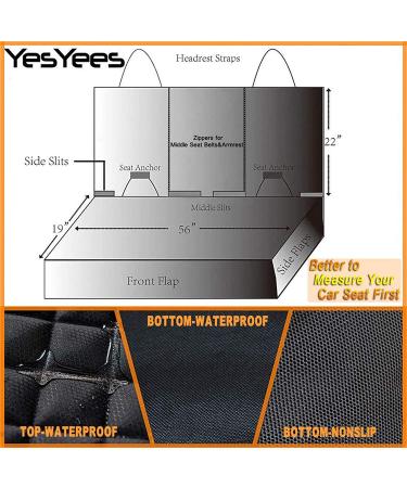 YesYees Waterproof Dog Car Seat Cover - Nonslip Bench Seat Cover for Pets - Compatible with Middle Seat Belt and Armrest - Fits Most Cars, Trucks, and SUVs - Black - Buy Online on GoSupps.com