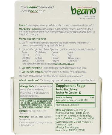 Beano Gas Relief Tablets - 100 Count Pack - Fast Gas Relief Formula - Buy Online on GoSupps.com