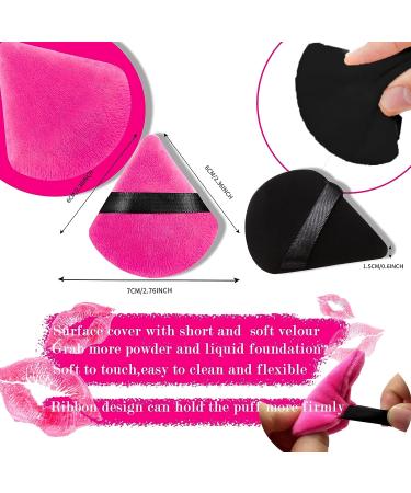HoPliGhe Triangle Powder Puff Set - 6 Soft Velour Puffs for Makeup Application - Rose Red & Black - Buy Online on GoSupps.com