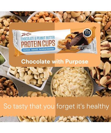ZenEvo Chocolate Peanut Butter Protein Cups - Balanced Macros, High Protein, Gluten Free Meal Replacement - Easter Candy 2 Count Box - Buy Online on GoSupps.com