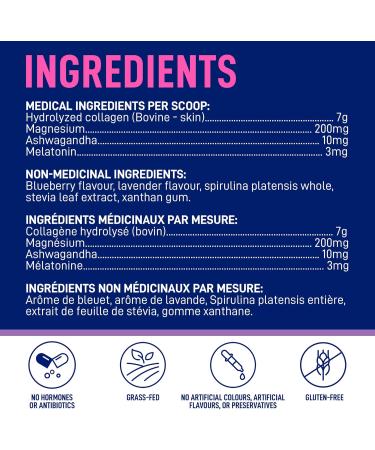 LEANFIT COLLAGEN & SLEEP Blue Lavender Latte - 7g Collagen + 200mg Magnesium + 3mg Melatonin + 10mg Ashwagandha - Improves Sleep & Reduces Effects of Jet Lag - 25 Servings 206g Tub - Buy Online on GoSupps.com