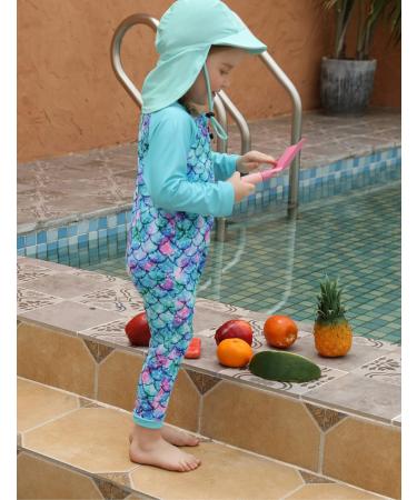 UV Protection Baby Girl Swimsuit with Sun Hat | Fish Scales Green | 0-3 Years - Buy Online on GoSupps.com