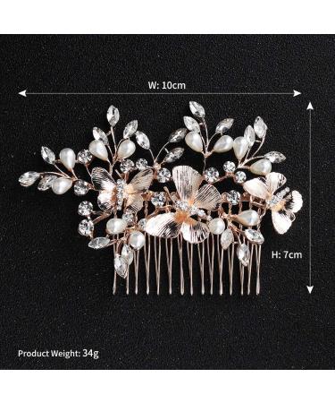 Kercisbeauty Light Champagne Hair Comb | Wedding Bridal Headpiece for Women | Bridesmaid Gift (Rose Gold) - Buy Online on GoSupps.com