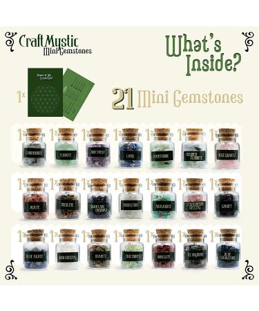 21 Mini Chakra Crystals Set for Spell Jars - Raw Healing Stones for Altar Decor - Witchcraft Supplies and Wiccan Tools - Ideal Gifts for Metaphysical Beginners - Buy Online on GoSupps.com