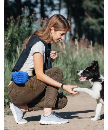 Gobeigo Silicone Dog Treat Bag with Clicker - Magnetic Closure Puppy Training & Walks Fanny Pack (Blue) - Buy Online on GoSupps.com