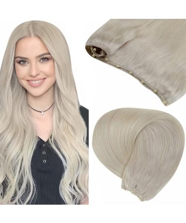 LAAVOO Remy Micro Weft Extensions Human Hair Blond 55cm Micro Bead Eze Weft Hair Extension Real Hair #60 Platinblond 12-inch Width Micro Tressen Extensions Real Hair Easy Fit 50g 55cm-50g 2.21 #60