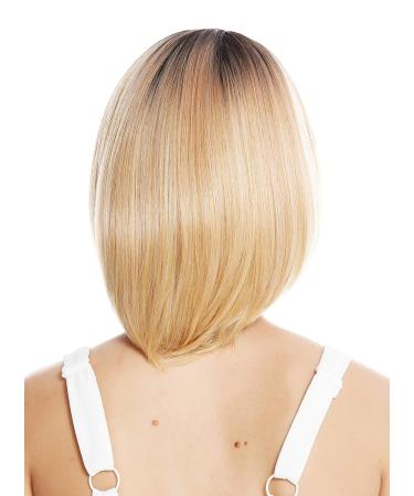 WIG ME UP RGF-6059A Women's Ombre Balayage Short Bob Wig - Straight Bangs with Dark Roots & Blonde Streaks | International Shipping Available - Buy Online on GoSupps.com