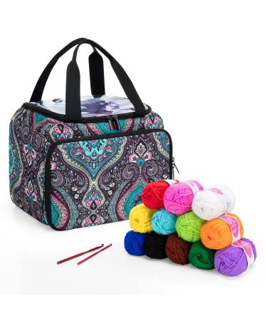LoDrid Embroidery Project Bag, Square Embroidery Supplies Storage Tote Bag,  Portable Craft Carry Case for Embroidery Kits and Cross Stitch Kits Tools