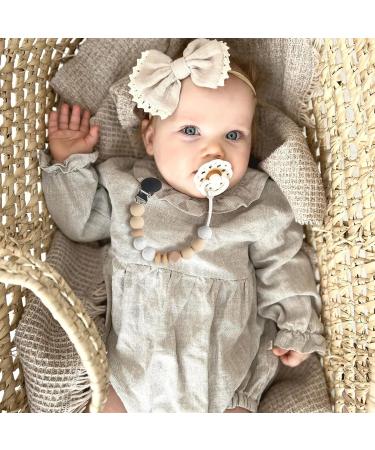 Buy Kowlone Silicone Pacifier Chain for Girls - 2-Pack (Beige & Oatmeal) | Dummy Clips & Holder for Baby Showers - Buy Online on GoSupps.com
