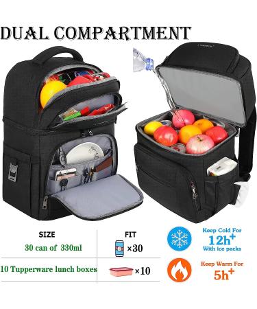 Insulated Cooler Backpack | 30 Can Leakproof Double Deck | RFID Lunch Bag for Men and Women | Black - Buy Online on GoSupps.com