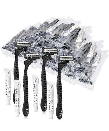 200 Pack Kheoxusa 3 Blade Disposable Razors - Individually Wrapped Triple Blade Razors for Hotel & Airbnb - Grey Black - Buy Online on GoSupps.com