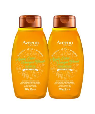 Aveeno Apple Cider Vinegar Shampoo + Conditioner for Balance & High Shine  Daily Clarifying & Soothing Scalp Shampoo for Oily or Dull Hair  Paraben & Dye-Free  12 Fl Oz - Buy Online on GoSupps.com