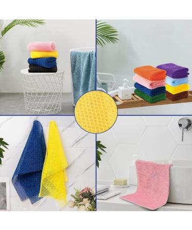 AmazerBath African Exfoliating Net Sponge 4-Piece Set - Gentle Body Scrubber with Rich Lather | 4 Colors (Pink, Yellow, Dark Blue, Black) - Buy Online on GoSupps.com
