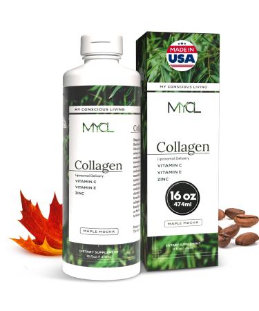 Liquid Collagen for Women - Vegan Collagen Liposomal Supplement - Ultra Absorption Plant Based with Bamboo Extract Vitamin C Amino Acids - Skin Hair Nail Joint Support - Maple Mocha 30 Servings