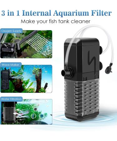 AQQA 600L/H Adjustable Aquarium Sponge Filter - 6W Quiet Pump for Tanks up to 200L - International Shipping - Buy Online on GoSupps.com