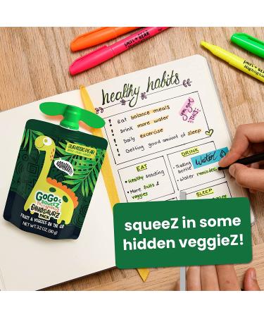 GoGo SqueeZ Fruit and VeggieZ Dino Kids Snacks Variety Pack - 20 Pouches, Roarrrr Berry, Jurassic Pear, Prehistoric Peach Flavors - Nut, Dairy, Gluten Free - Perfect Snacks for Kids - Buy Online on GoSupps.com