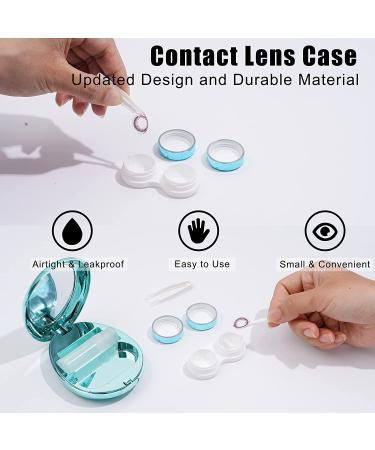 5-in-1 Green Travel Contact Lens Case with Mirror, Tweezers, Remover Tool & Solution Bottle - Buy Online on GoSupps.com