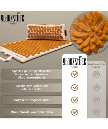 Glanz Berlin Health Collection: XL Akupressurmatte Set - Linen Massage Mat with Pillow & Heat Function for Back Pain Relief - Sustainable & Eco-Friendly - Buy Online on GoSupps.com