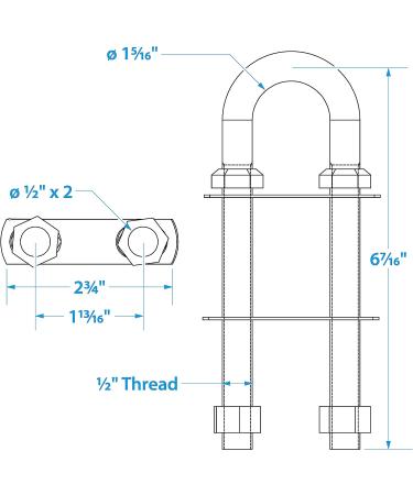Seachoice Stainless Steel Bow Eye - 1/2 x 4-3/4 Thread | Marine Grade Hardware - Buy Online on GoSupps.com