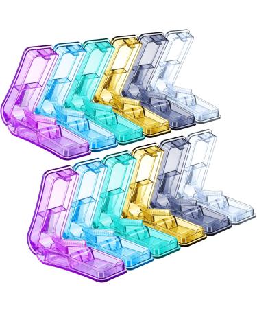 Pill Cutter Portable Medical Pill Holder with Stainless Steel Blade Easy Cut Pills for Cutting Small Pills Large Pills Tablet in Half for Daily Life(12 Pieces)