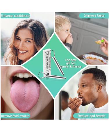 Stainless Steel Tongue Scraper - 2 Pack, BPA Free, Medical Grade Cleaner for Adults & Kids - Fight Bad Breath & Improve Oral Hygiene - Buy Online on GoSupps.com