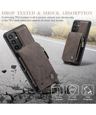 Buy Soonic Leather Cover for Samsung Galaxy A34 5G - Magnetic Zippered Protective Wallet Case with Coin Compartment (Brown) - Buy Online on GoSupps.com