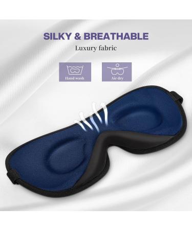 Boniesun 2022 Luxury Slim Eye Mask for Side Sleepers - Navy Blue | Blackout Sleep Mask for Women and Men - Buy Online on GoSupps.com