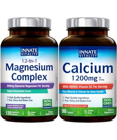 Innate Vitality Mineral Balance Bundle Multi-Source Magnesium Complex & Calcium with Vitamin D3 Thoughtfully Paired for Bone Integrity Nerve Support & Everyday Vitality