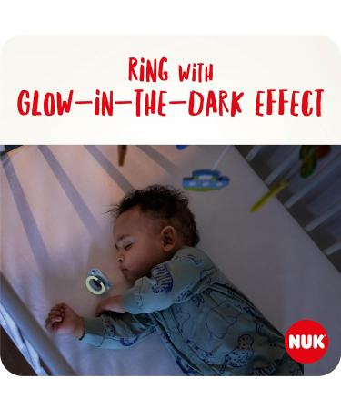 Nuk Signature Night Baby Pacifier - 0-6 Months BPA-Free Silicone Heart Shape Lights Up in Dark Calms 95% of Babies Blue Stars 2-Pack - Buy Online on GoSupps.com