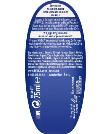 NIVEA Nourishing hand cream very dry skin (1 x 75 ml) moisturizing hand care with sweet almond oil effective moisturizing hand cream 24 hours - Buy Online on GoSupps.com