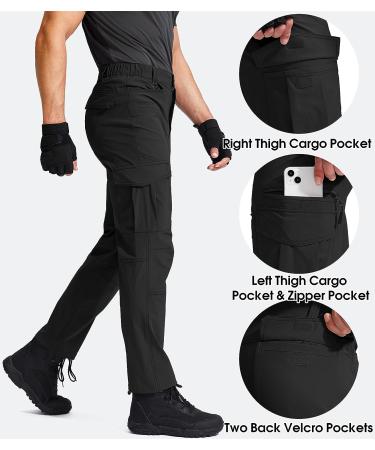 G Gradual Men's Ripstop Tactical Cargo Pants | Waterproof Stretch Hiking Pants for Men - Black, Large - Buy Online on GoSupps.com