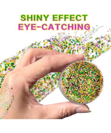 Buy Green Purple Gold Holographic Chunky Glitter - 25g for Mardi Gras Crafts Face & Body Art Nail Decorations - Fast International Shipping - Buy Online on GoSupps.com
