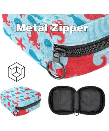 Women's Napkin Storage Pocket - Marine Octopus & Jellyfish Design | Portable Menstrual Cup & Bandage Bags for First Period - Buy Online on GoSupps.com