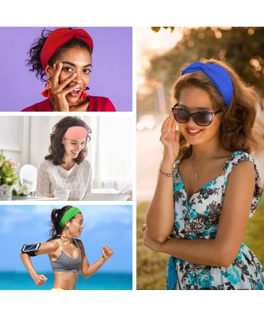 FEQO 12 Pieces Headbands for Women Elastic Wide Headbands Non Slip Twisted Head Wrap Yoga Workout Running Sport Sweat Hair Bands Colourful Hair Accessories for Girls Women Iridescence - Buy Online on GoSupps.com