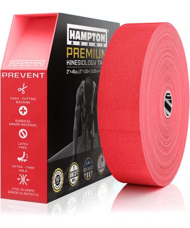 (135 Feet) Bulk Kinesiology Tape Roll Sports Therapy Support for Knee Muscle Wrist Shoulder Back/Original Uncut Premium Therapeutic Elastic & Hypoallergenic Cotton - (Red)