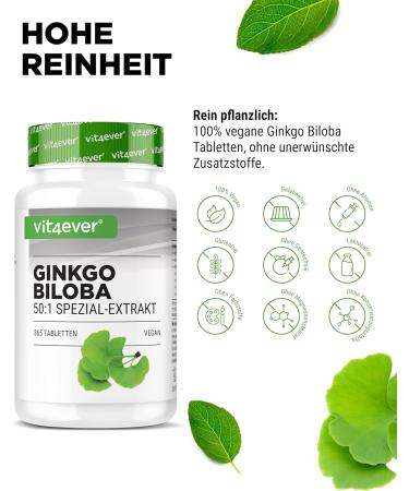 Buy Ginkgo Biloba 6000 mg - 365 Vegan Tablets | Premium Extract with Flavonglycosides & Ginkgolid | High-Dose Lab-Tested No Ginkgolic Acid - International Shipping Available - Buy Online on GoSupps.com