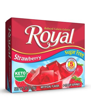 Royal Sugar Free Strawberry Gelatin Dessert Mix - 0.32 oz (Pack of 12) - Carb Free - Buy Online on GoSupps.com