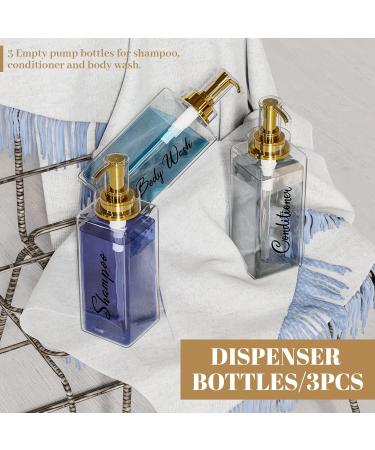 Akalin Shampoo and Conditioner Dispenser 16oz Set of 3 Refillable Shampoo and Conditioner Bottles with Pump 3 Clear Body Wash Dispenser for Shower Gold Soap Dispenser Bathroom (Clear) 3pcs 500ml Gold Pump Bottles - Clear - Buy Online on GoSupps.com