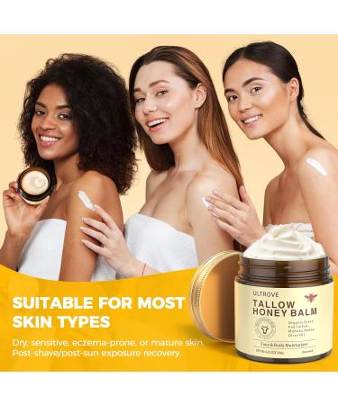 Ultrove Beef Tallow and Honey Balm for Skin Natural Face + Body Moisturizer with Organic Grass-Fed Beef Tallow & Raw Wild Honey for Dry & Sensitive Skin 4.23oz - Buy Online on GoSupps.com