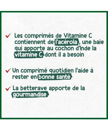 HOPI Complementary food for Guinea Pigs - 80 Vitamin C Tablets to chew - Beetroot flavor - No Preservatives No Coloring 100% Natural - Made in France - Buy Online on GoSupps.com