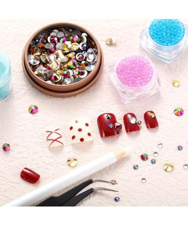 2000 Flat Back Gems Rhinestones Set with Tweezer and Pen - 6 Sizes (1.5-6 mm) Round Crystal Rhinestones for Crafts, Nails, Clothes, Shoes - Metallic Sunshine - Buy Online on GoSupps.com