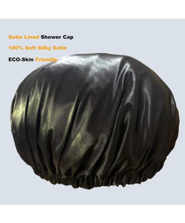 Satin Lined Shower Cap for Women - Large Adjustable Sleep Bonnet with Silky Satin Inner Layer - Waterproof Outer Layer - Special Pattern Printing - White Design - Pack of 1 - Buy Online on GoSupps.com