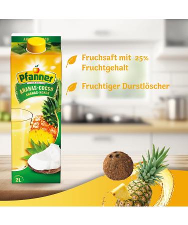 Pfanner Pineapple Coconut Drink 2L - Refreshing Fruit Nectar with 25% Fruit Content - Pineapple & Coconut Water International Shipping Available - Buy Online on GoSupps.com